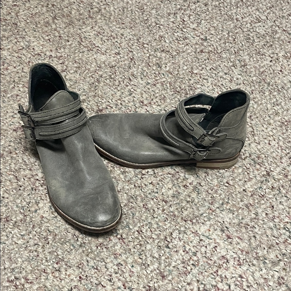 Free people distressed leather Ankle Boots with 2 straps